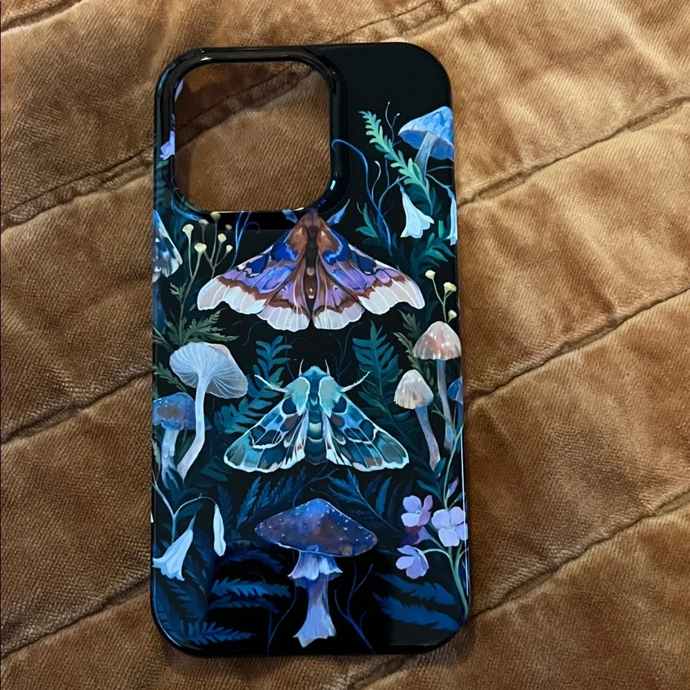 iPhone 16 pro case with Luna moths and mushrooms 🍄